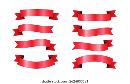 Colección de Anuncio de cintas rojas con efecto degradado, Ilustración vectorial