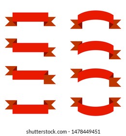 Red Ribbons Banner Set on White Background. Vector