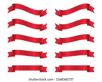 Red ribbons banners isolated on white background