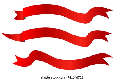 Red ribbons banners isolated vector illustration design set