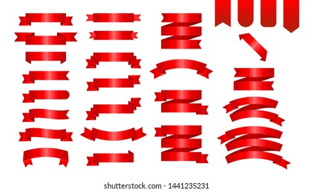 Red Ribbons Banners. Ribbon and Banners. Set of Vector banner Ribbons. 