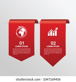 Red ribbons banners set, Vector illustration
