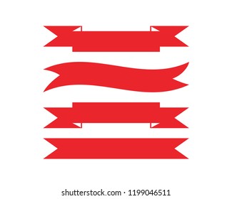 Red Ribbons Banners Sign Symbol Flat Isolated
