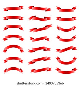 Red ribbons and banners for texts big vector set