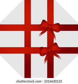 Red Ribbons and Red Bows for Gift Box design