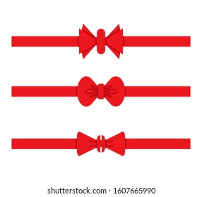 red ribbons, red bows for gift and card decoration