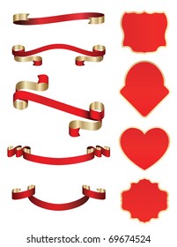 cintas rojas y juego de tarjetas