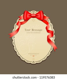 Red ribbons and Circle paper classic, vector illustration