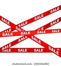 red ribbons. cross lines. Big sale. Vector illustration.