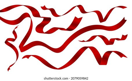 Red ribbons design isolated on white background vector illustration