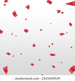 Red ribbons falling in the air with a soft gradient background