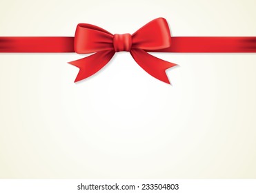Red ribbons and greeting card, bows, Vector, new year, gift card