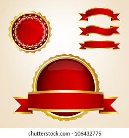 Red ribbons and guarantee signs