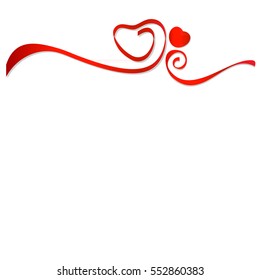 Red ribbons with red heart vector