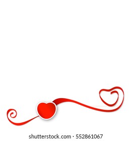 Red ribbons with heart vector