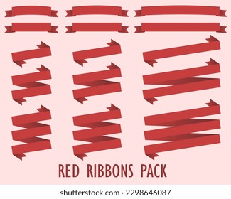 red, ribbons, icon, icons, label, vector, simbol, price, blank, christmas, decorative, wave