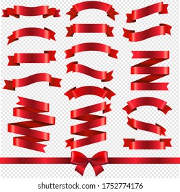 Red Ribbons Isolated on Transparent Background With Gradient Mesh, Vector Illustration - Powered by Shutterstock - Get 15% off with code: PIKWIZARD15