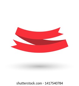 red ribbons isolated on white background