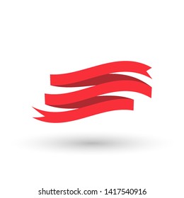 red ribbons isolated on white background