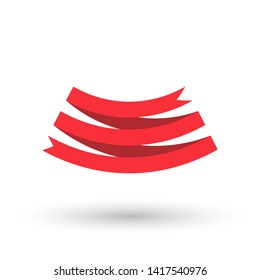 red ribbons isolated on white background