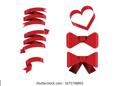 Red ribbons isolated on white background.Vector ribbon banners