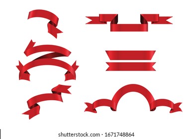 Banderas rojas aisladas en fondo blanco.Banderas de cintas vectoras