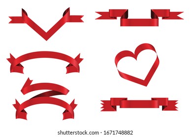 Banderas rojas aisladas en fondo blanco.Banderas de cintas vectoras