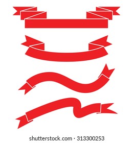 red ribbons, label banner vector
