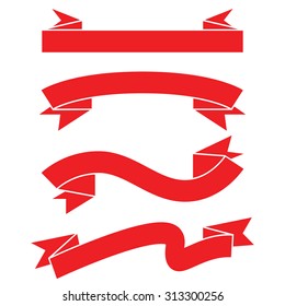red ribbons, label banner vector