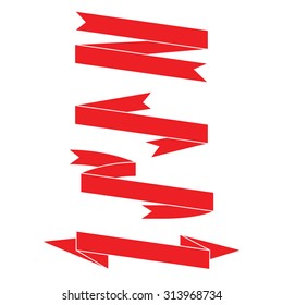 red ribbons, label banner vector set