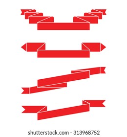 red ribbons, label banner vector set
