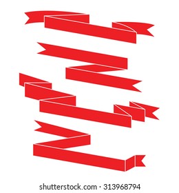 red ribbons, label banner vector set