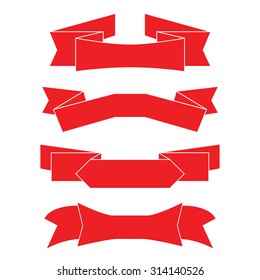 red ribbons, label banner vector