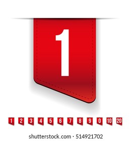 Red ribbons with number set
