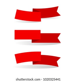 Red ribbons on a light background Isolated Element of design of advertising banners posters A set of ribbons for sales web shops business promotion Empty template Creative ribbon icon Vector