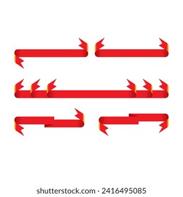 red ribbons on a white background. curling red ribbons
