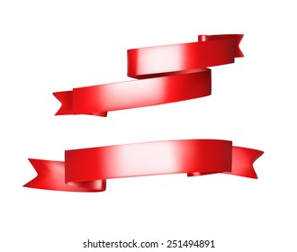 Red ribbons on the white background