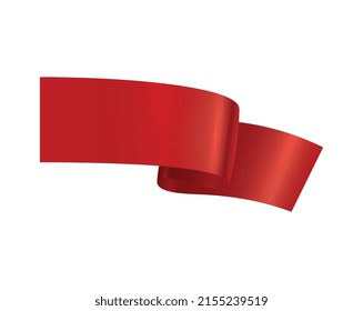 Red ribbons realistic composition with colourful isolated image of festive reel shape on blank background vector illustration