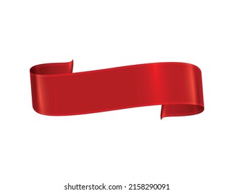 Red ribbons realistic composition with colourful isolated image of festive reel shape on blank background vector illustration