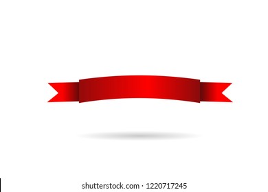Red ribbons realistic red glossy paper ribbon vector illustration