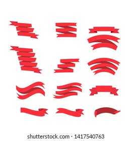 Red ribbons set. design elements isolated on white background