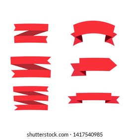 Red ribbons set. design elements isolated on white background