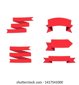 Red ribbons set. design elements isolated on white background