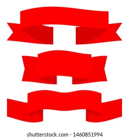 red ribbons set with different shape isolated on white background. vector illustration