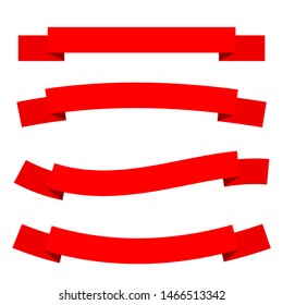 red ribbons set with different shape isolated on white background. vector illustration