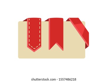 Red ribbons set, isolated on white background. Decorative ribbon banner collection.