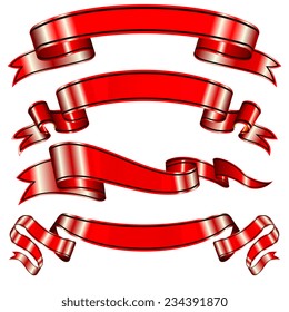 Red ribbons set with a stripe for your design project. For your text