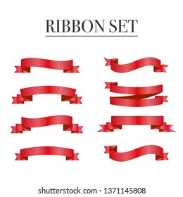 Red ribbons set. Vector design elements isolated on white background. - Vector