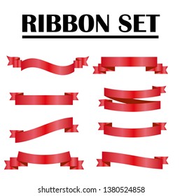 Red ribbons set. Vector design elements isolated on white background. - Vector