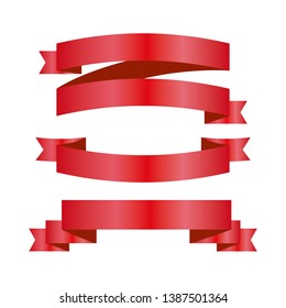 Red ribbons set. Vector design elements isolated on white background. - Vector